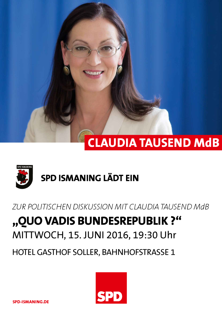 POLITISCHE DISKUSSION MIT CLAUDIA TAUSEND MdB „QUO VADIS BUNDESREPUBLIK?“